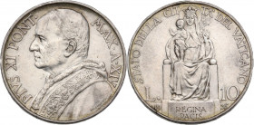 Italy, Papal, Vatican City. Pio XI (1922-1939). 10 Lire 1935 (26.5mm, 10.00g). VF