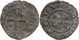 Italy, Sicily, Messina. Corrado II (1254-1258). BI Denaro (15mm, 0.50g). Near VF