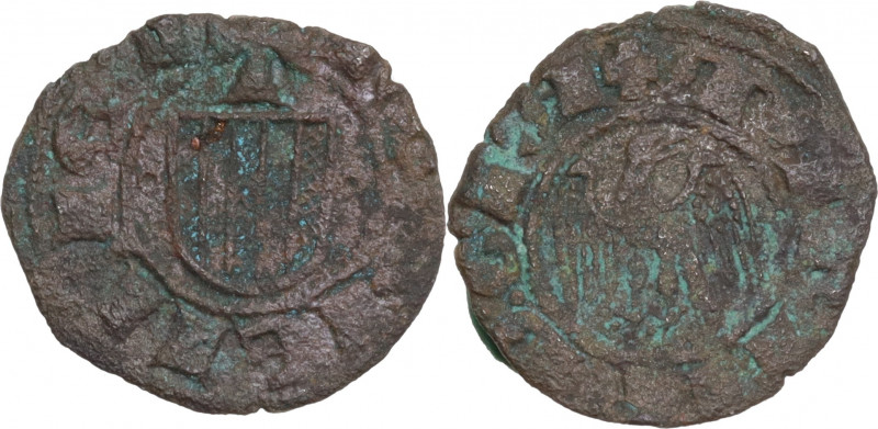 Italy, Sicily, Messina. Alfonso I d’Aragona (1416-1458). BI Denaro (14.5mm, 0.60...