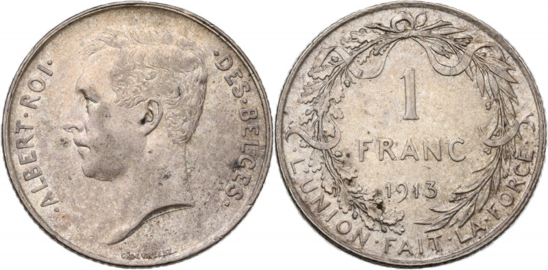 Belgium, Albert I (1909-1934). 1 Franc 1913 (22.5mm, 4.90g). VF