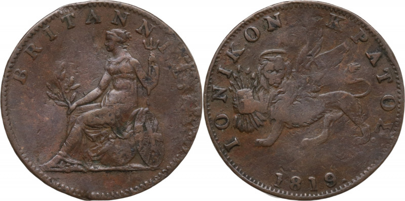 Greece, Ionian Islands. George III (1810-1820). 2 Lepta 1819 (21.5mm, 4.40g). Go...