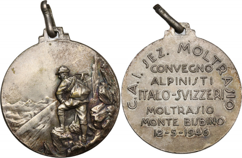 Italy, Convegno Alpinisti Italo-Svizzeri. Medal 1946 (32mm, 12.30g). Near EF