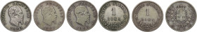 Italy, Regno d'Italia. Vittorio Emanuele II (1861-1878). Lot of three 1 Lira. Lot sold as is, no return