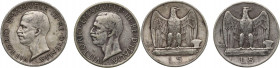 Italy, Regno d'Italia. Vittorio Emanuele III (1900-1943). Lot of two 5 Lire. Lot sold as is, no return