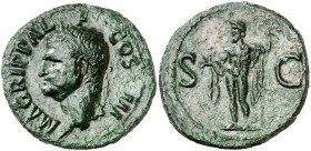 (37-41 d.C.). Agripa. As. (Spink 1812) (Co. 3) (RIC. 58, de Calígula). 11,12 g. Ex Künker 14/03/2009, nº 8609. MBC+.