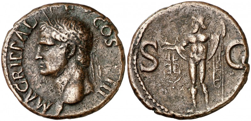 (37-41 d.C.). Agripa. As. (Spink 1812) (Co. 3) (RIC. 58, de Calígula). 11,92 g. ...