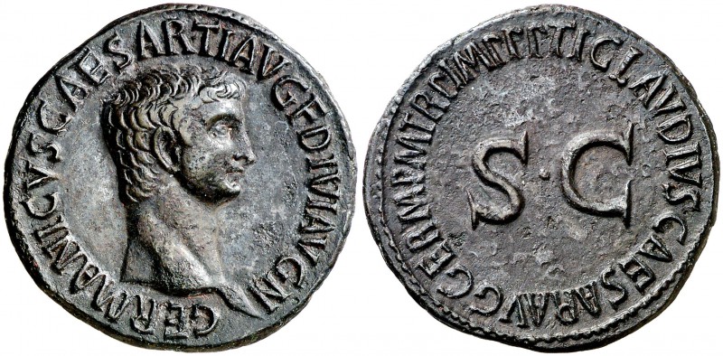 (42 d.C.). Germánico. As. (Spink 1905) (Co. 9) (RIC. 106, de Claudio). 11,48 g. ...