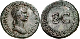 (42 d.C.). Agripina madre. Sestercio. (Spink 1906) (Co. 3) (RIC. 102, de Claudio). 29,42 g. Rara. EBC-.