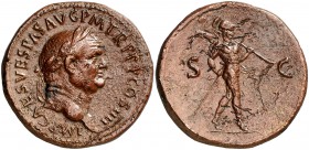 (72-73 d.C.). Vespasiano. Sestercio. (Spink 2335) (Co. 446) (RIC. 384). 23,90 g. EBC-/MBC+.