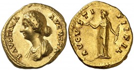 (157-161 d.C.). Faustina hija. Áureo. (Spink 4687) (Co. 19) (RIC. 494b, de Antonino pío) (Calicó 2039). 7,19 g. EBC-.
