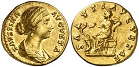 (161-175 d.C.). Faustina hija. Áureo. (Spink 5244) (Co. 198) (RIC. 716) (Calicó 2073a). 6,57 g. EBC-.