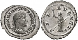 (236-238 d.C.). Maximino I. Denario. (Spink 8310 var) (S. 37) (RIC. 19). 2,75 g. Muy bella. Escasa así. EBC+.