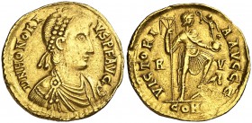 (408-423 d.C.). Honorio. Ravenna. Sólido. (Spink 20920) (Co. 44) (RIC. 1328). 4,43 g. MBC.