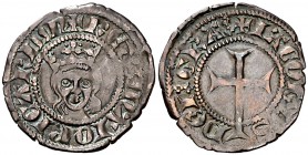 Jaume II de Mallorca (1276-1285/1298-1311). Mallorca. Diner. (Cru.V.S. 542) (Cru.C.G. 2508). 0,86 g. Escasa así. MBC+.