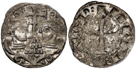 Alfonso VII (1126-1157). León. Dinero. (AB. 72 var). 0,77 g. Rara. MBC+/MBC.
