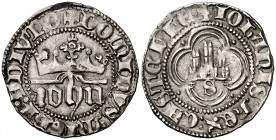 Juan I (1379-1390). Sevilla. Medio real. (AB. 542). 1,74 g. Escasa. MBC+.