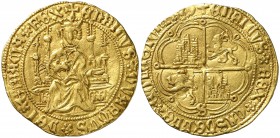 Enrique IV (1454-1474). Sevilla. Enrique "de la silla". (AB. 653) (m.R. 20.13). 4,53 g. Orla circular en anverso y lobular en reverso. Bella. Ex Áureo...