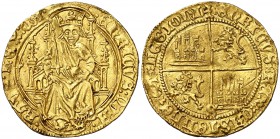 Enrique IV (1454-1474). Sevilla. Enrique "de la silla". (AB. 660.1) (M.R. falta). 4,58 g. Orla cuatrilobular en anverso y circular en reverso. Muy bel...