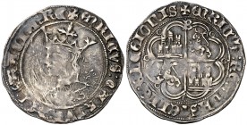 Enrique IV (1454-1474). Burgos. Real de busto. (AB. 688). 3,33 g. Orla circular en anverso y lobular en reverso. MBC-.