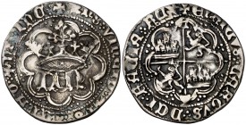 Enrique IV (1454-1474). Cuenca. Real de anagrama. (AB. falta). 2,76 g. Orlas lobulares. Rara. MBC.