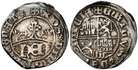 Enrique IV (1454-1474). Segovia. Medio real. (AB. 725). 1,67 g. La V de VINCIT sobre una D. Orlas circulares. MBC+.