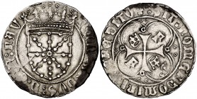 Fernando I (1512-1516). Navarra. Real. (Cru.V.S. 1317.11) (Cru.C.G. 3221a). 3,38 g. Leves oxidaciones. MBC/MBC+.