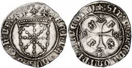 Fernando I (1512-1516). Navarra. Real. (Cru.V.S. 1317.12 var) (Cru.C.G. 3221a). 3,31 g. Buen ejemplar. Escasa así. MBC+.