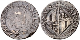 s/d. Carlos I. Mallorca. 1 ral. (Cal. 42) (Cru.C.G. 4128). 2,18 g. Rayitas. Escasa. BC/MBC-.
