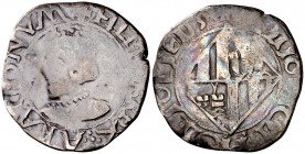 s/d. Felipe II. Mallorca. 1 ral. (Cal. 640) (Cru.C.G. 4253). 2,21 g. Escasa. BC+/MBC-.