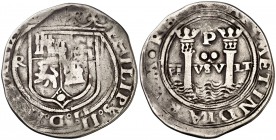 s/d (1568-1570). Felipe II. Lima. R (Alonso Rincón). 2 reales. (Cal. 479). 6,31 g. Rarísima. BC+/MBC-.
