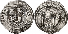 s/d (1568-1570). Felipe II. Lima. R (Alonso Rincón). 2 reales. (Cal. 484). 6,76 g. Rarísima. MBC.