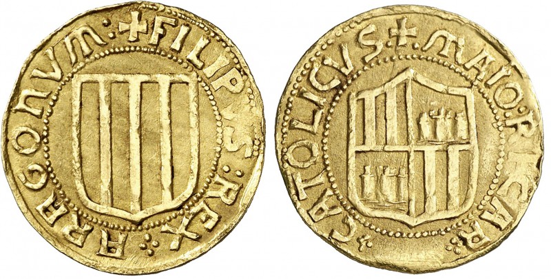 s/d. Felipe II. Mallorca. 1 escudo. (Cal. 106, mismo ejemplar) (Cru.C.G. 4248, m...