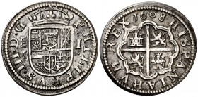 1608. Felipe III. Segovia. C. 1 real. (Cal. 472). 3,16 g. Atractiva. Escasa así. EBC-.