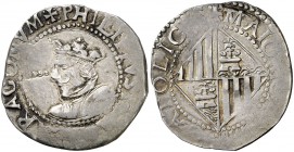 s/d. Felipe IV. Mallorca. 4 reales. (Cal. 681) (Cru.C.G. 4425). 9,37 g. Marca de valor: . Corona plana con florones. Acuñación algo floja en pequeñas ...