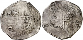 1644. Felipe IV. Potosí. T o TR. 8 reales. (Cal. 490 o 491). 27 g. Rara. MBC-.