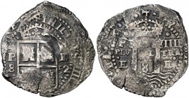 1652. Felipe IV. Potosí. E. 8 reales. (Cal. 432). 24 g. Rara. MBC.