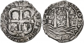 1653. Felipe IV. Potosí. E. 8 reales. (Cal. 437). 25,33 g. PH bajo corona. Triple fecha, una parcial y triple ensayador. Visible: POTOSI, y nombre y n...