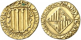 1660. Felipe IV. Mallorca. 2 escudos. (Cal. 146) (Cru.C.G. 4424, mismo ejemplar). 6,68 g. Segundo ejemplar conocido, el otro es el de la Colección Cab...