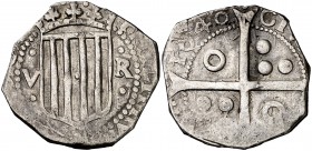 1640. Guerra dels Segadors. Girona. 5 rals. (Cal. 57) (Cru.C.G. 4599). 12,62 g. Felipe IV. Muy rara. MBC+/MBC.