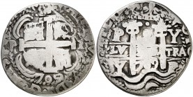 1709. Felipe V. Potosí. Y. 8 reales. (Cal. 810) (Lázaro 251, mismo ejemplar). 26,30 g. Redonda. Tipo de presentación real. Doble fecha y triple ensaya...