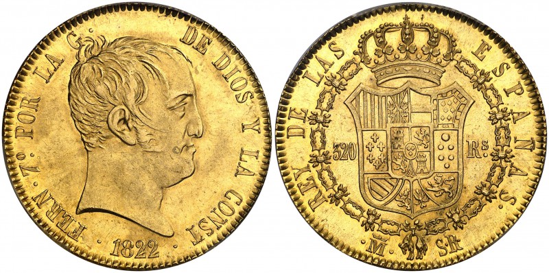 1822. Fernando VII. Madrid. SR. 320 reales. (Cal. 36) (Cal.Onza 1243). 26,94 g. ...