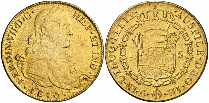 1810. Fernando VII. México. HJ. 8 escudos. (Cal. 45) (Cal.Onza 1254). 25,29 g. B...