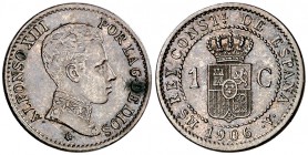 1906*6. Alfonso XIII. SMV. 1 céntimo. (Cal. 76). 1 g. Rara. EBC-.