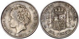 1893*1893. Alfonso XIII. PGL. 1 peseta. (Cal. 39). 5 g. EBC-.