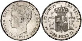 1896*1896. Alfonso XIII. PGV. 1 peseta. (Cal. 41). 5 g. Bella. EBC+.