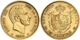 1884*1884. Alfonso XII. MSM. 25 pesetas. (Cal. 19). 8,04 g. Escasa. MBC+.