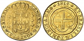 1812. Brasil. Juan, Príncipe Regente. 4000 reis. (Fr. 97) (Gomes 34.18). 7,43 g. AU. MBC+.