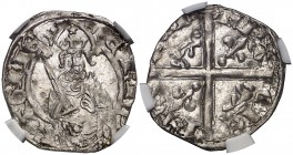 Francia. Aquitania. Enrique IV (1399-1413). 1 hardi d'argent. (Roberts 6836). AG. En cápsula de la NGC como MS62. Bella. Brillo original. Ex Stack's B...