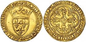 Francia. Carlos VII (1422-1461). 1 écu d'or. (Fr. 306). 4,02 g. AU. Bella. Escasa. EBC+.