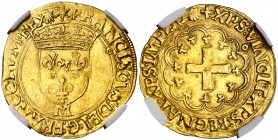 Francia. Francisco I (1515-1547). M (Toulouse). 1 écu d'or à la croisette. (Fr. 351). AU. En cápsula de la NGC como MS62. Bella. Ex Stack's Bowers 02/...